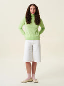 kadın boğazlı yaka kazak, triko, yün, açık yeşil