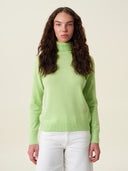 kadın boğazlı yaka kazak, triko, yün, açık yeşil