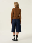 kadın boğazlı yaka kazak, triko, yün, camel