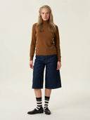 kadın boğazlı yaka kazak, triko, yün, camel