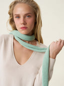 kadın v yaka kazak, triko, yün, ekru