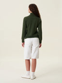 kadın boğazlı yaka kazak, triko, yün, haki