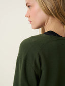 kadın v yaka kazak, triko, yün, haki