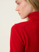 kadın boğazlı yaka kazak, triko, yün, kırmızı