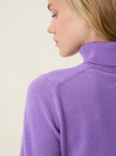 kadın boğazlı yaka kazak, triko, yün, lila