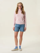 kadın boğazlı yaka kazak, triko, yün, pudra