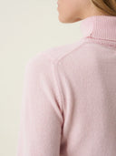 kadın boğazlı yaka kazak, triko, yün, pudra