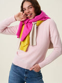 kadın bisiklet yaka kazak, triko, yün, pudra