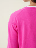 kadın v yaka kazak, triko, yün, pembe