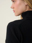 kadın boğazlı yaka kazak, triko, yün, siyah