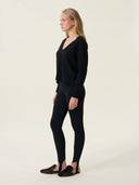 kadın v yaka kazak, triko, yün, siyah