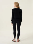 kadın v yaka kazak, triko, yün, siyah