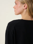 kadın v yaka kazak, triko, yün, siyah