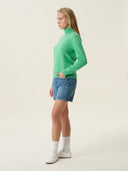 kadın boğazlı yaka kazak, triko, yün, yeşil