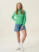 kadın boğazlı yaka kazak, triko, yün, yeşil