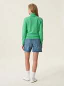 kadın boğazlı yaka kazak, triko, yün, yeşil