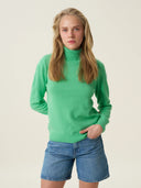 kadın boğazlı yaka kazak, triko, yün, yeşil