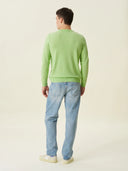 erkek bisiklet yaka kazak, triko, yün, açık yeşil