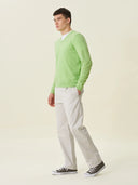 erkek v yaka kazak, triko, yün, açık yeşil