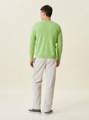 erkek v yaka kazak, triko, yün, açık yeşil