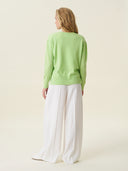 kadın v yaka kazak, triko, yün, açık yeşil