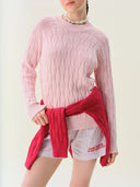 pembe, kazak, triko, model üstü