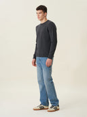 erkek bisiklet yaka kazak, triko, yün, gri melanj