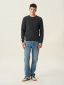 erkek bisiklet yaka kazak, triko, yün, gri melanj