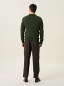 erkek polo yaka kazak, triko, yün, haki