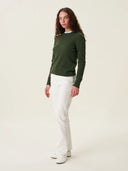 kadın bisiklet yaka kazak, triko, yün, haki