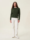 kadın bisiklet yaka kazak, triko, yün, haki