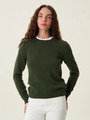 kadın bisiklet yaka kazak, triko, yün, haki