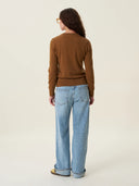 kadın bisiklet yaka kazak, triko, yün, camel