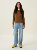 kadın bisiklet yaka kazak, triko, yün, camel