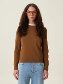 kadın bisiklet yaka kazak, triko, yün, camel