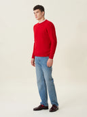 erkek bisiklet yaka kazak, triko, yün, kırmızı