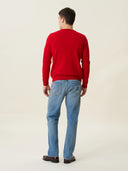 erkek bisiklet yaka kazak, triko, yün, kırmızı