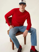 erkek bisiklet yaka kazak, triko, yün, kırmızı