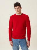 erkek bisiklet yaka kazak, triko, yün, kırmızı