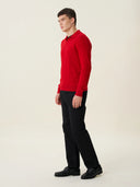 erkek polo yaka kazak, triko, yün, kırmızı