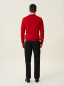 erkek polo yaka kazak, triko, yün, kırmızı