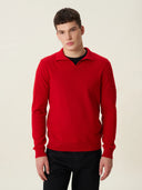 erkek polo yaka kazak, triko, yün, kırmızı