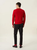 erkek v yaka kazak, triko, yün, kırmızı