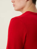 erkek v yaka kazak, triko, yün, kırmızı