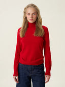 kadın boğazlı yaka kazak, triko, yün, kırmızı