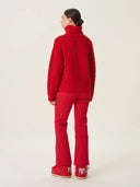 Chalet 08: كنزة نسائية حمراء بتريكو مضفّر