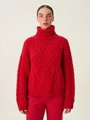 Chalet 08: Saç Örgü Kırmızı Kadın Kazak