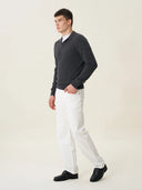 erkek polo yaka kazak, triko, yün, gri melanj