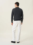 erkek polo yaka kazak, triko, yün, gri melanj