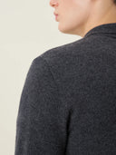 erkek polo yaka kazak, triko, yün, gri melanj